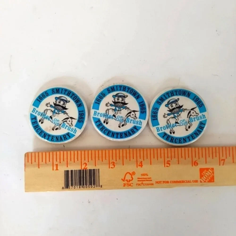 Lot of 3 Vintage Brothers Of The Brush Pinbacks from 1965 Smithtown Long Island